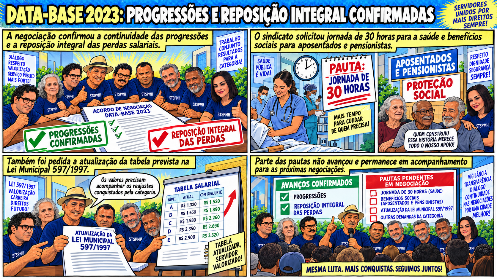 Data-base 2023: sindicato confirma progressões e reposição integral das perdas